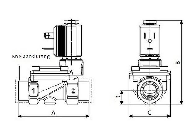 Solenoid valve with 15mm compression fittings